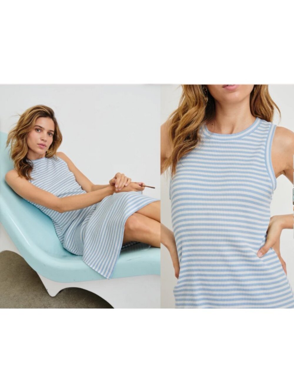 Rails VGUC Chambary & White Striped Ribbed Sleeveless Midi Dress in Size Small - Picture 5 of 12